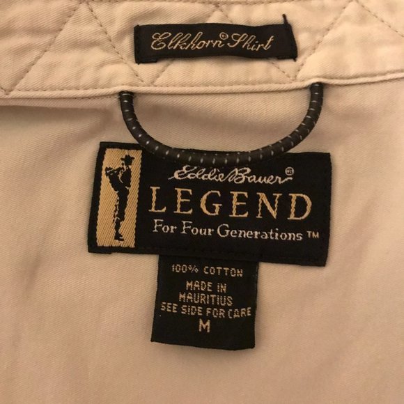 Vintage Men's Eddie Bauer Legend Elkhorn Shirt, Khaki, Long Sleeve, Size M/L - Picture 4 of 8